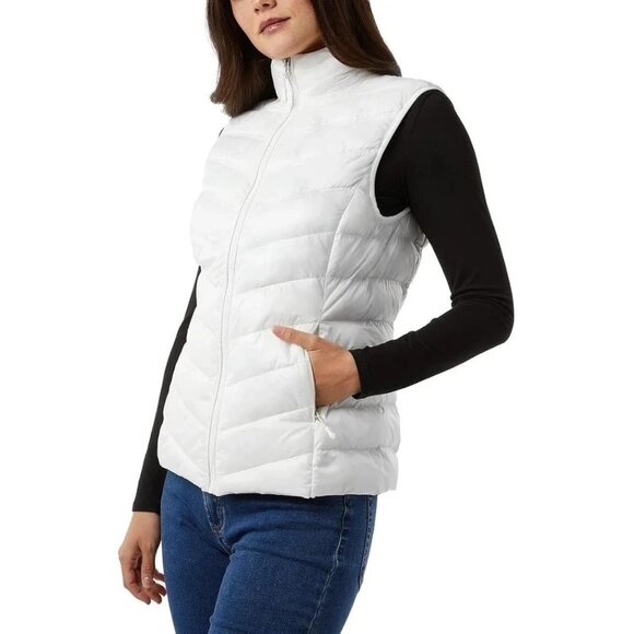 NEW 32 Degrees Heat Women's Size M White Puffer Vest Full Zip - Picture 1 of 9